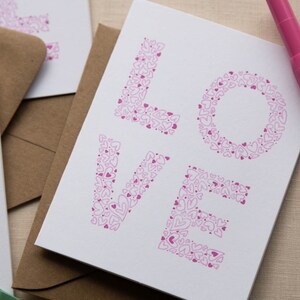 Love Letters Letterpress Greeting Card Wedding, Engagement, Anniversary, Valentine's Day Card Cute Stationery image 6