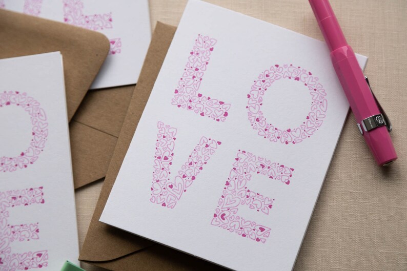 Love Letters Letterpress Greeting Card Wedding, Engagement, Anniversary, Valentine's Day Card Cute Stationery image 6