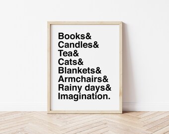 Booklover's Favourites | 8"x10" | Minimal Wall Art | Home Decor