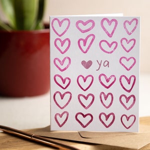 Coeur Ya Carte de voeux typographique d'amour Carte d'anniversaire, d'amitié, de Saint-Valentin Papeterie mignonne image 1