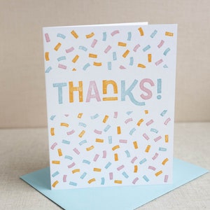 Thanks Confetti Letterpress Greeting Card Thank You Card Cute Stationery image 3