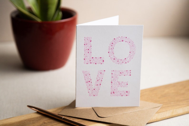 Love Letters Letterpress Greeting Card Wedding, Engagement, Anniversary, Valentine's Day Card Cute Stationery image 4