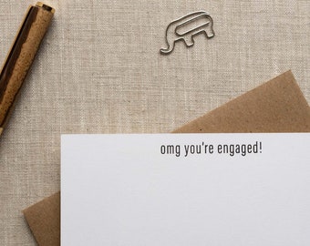 OMG, vous êtes fiancé ! Carte pour notes | Papeterie typographique | Jolie carte de félicitations pour fiançailles