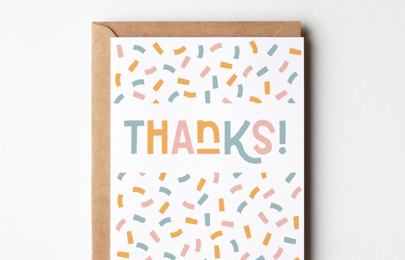 Thanks Confetti Letterpress Greeting Card Thank You Card Cute Stationery image 10