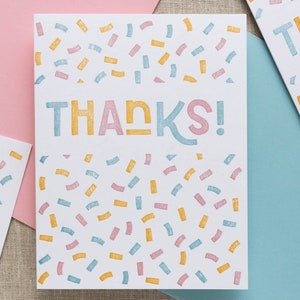 Thanks Confetti Letterpress Greeting Card Thank You Card Cute Stationery image 5