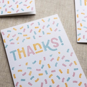 Thanks Confetti Letterpress Greeting Card Thank You Card Cute Stationery image 2