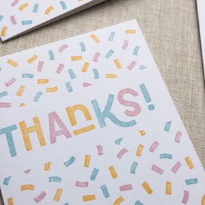 Thanks Confetti Letterpress Greeting Card Thank You Card Cute Stationery image 4