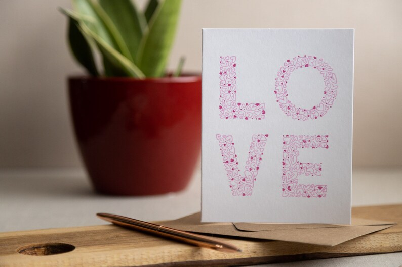 Love Letters Letterpress Greeting Card Wedding, Engagement, Anniversary, Valentine's Day Card Cute Stationery image 7