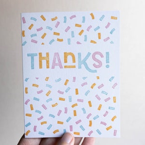Thanks Confetti Letterpress Greeting Card Thank You Card Cute Stationery image 6