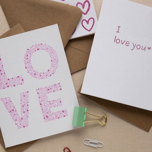 Love Letters Letterpress Greeting Card Wedding, Engagement, Anniversary, Valentine's Day Card Cute Stationery image 5