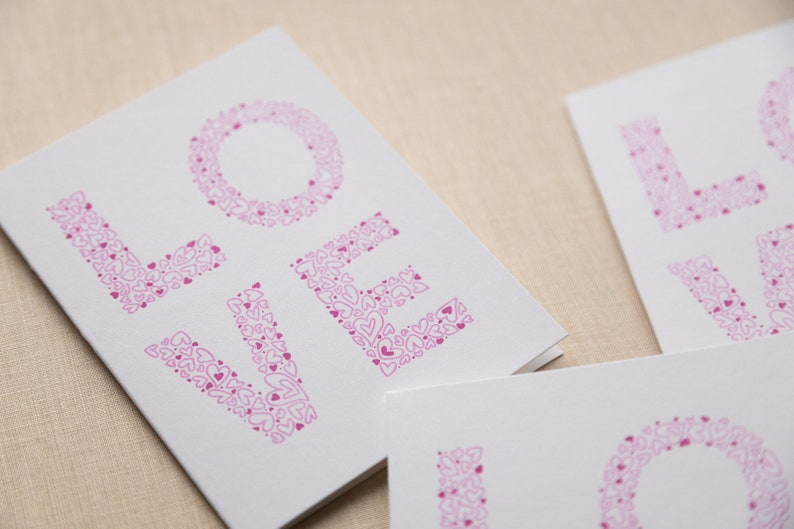 Love Letters Letterpress Greeting Card Wedding, Engagement, Anniversary, Valentine's Day Card Cute Stationery image 3