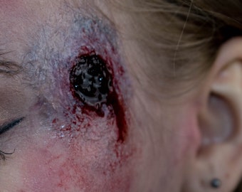 Geweerschotwond nr. 1 Siliconenprothese / Cosplay / Halloween / Latexvrij / SFX-make-up / LARP / trauma