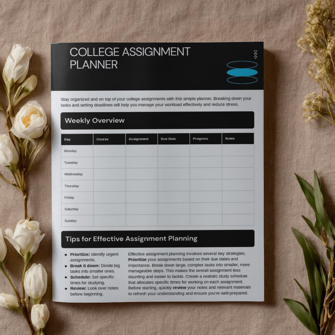 College Assignment Planner Examples Assignment Tracker Printable | College Due Date Planner | Student ...
