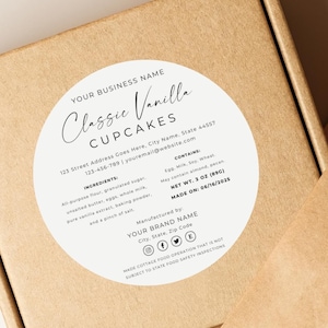 Cottage Food Label For Home Baked Goods, Ingredients Food Labels, Editable Bakery Stickers Card, Home Bakery Stickers, Download, Canva