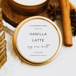 Round Labels For Candle, Candle Lid Sticker Label, Small Business Candle Label, Pre Designed, Instant Download, Editable Template, Canva