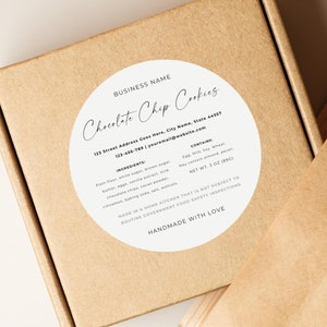 Étiquette d'aliment Cottage pour produits de boulangerie maison, Étiquettes d'ingrédients pour aliments, Carte modifiable d'autocollants de boulangerie, Autocollants de boulangerie maison, Téléchargement, Toile