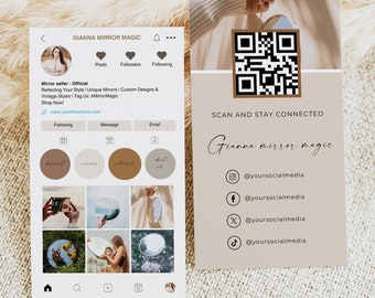 Instagram Profile Business Card, Editable IG Business Card, Business Owners Cards Template, Social Media Template, Instant Download, Canva