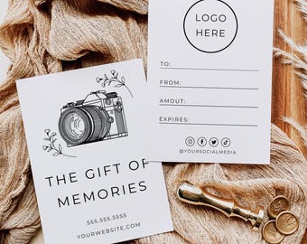 Photo Session Gift Certificate: Editable Photography Voucher (Digital Download)