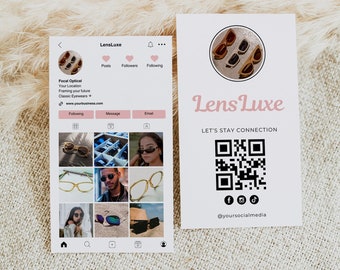 Tarjeta de presentación de perfil de Instagram, tarjeta de presentación de IG editable, plantilla de tarjeta para propietarios de empresas, tarjeta de presentación de Canva, descarga instantánea, 2 x 3,5 pulgadas