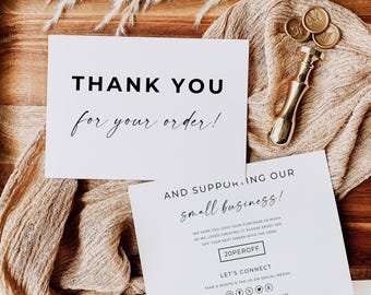 Canva Business Thank You Card, Thank You For Supporting My Small Business, Thank You Package Insert, Modern Thanks For Your Purchase Cards