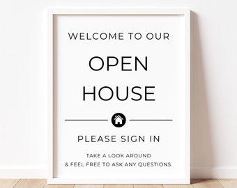 Welcome To Our Open House Sign, Real Estate Marketing, Realtor Open House, Modern Sign, Editable Open House Sign, Canva Template, Download