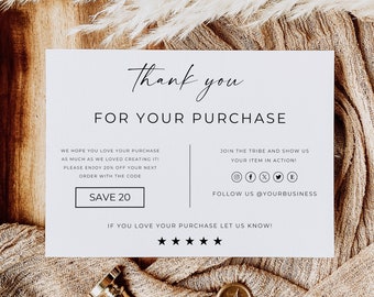 Canva Business Thank You Card, Thank You For Supporting My Small Business, Thank You Package Insert, Modern Thanks For Your Purchase Cards,