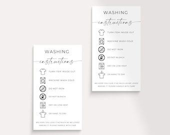Washing Instructions Card, T-Shirt Care Card, Clothing Care Card, Washing Instructions, Small Business Supplies, Sublimation Shirt Care