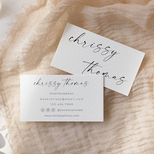 Business Card Template For Photographer, Minimalist Photo Business Cards, Modern Chic Business Card, Photographer Business Card, Canva
