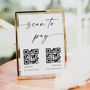 QR Code Sign Business Scan To Pay, Editable QR Code Sign, Small Business Canva Template, Printable Paypal Accepted Payments, Venmo, Cashapp