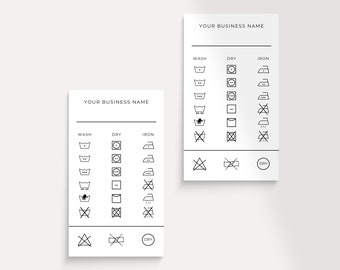 Étiquette MODIFIABLE d'instructions d'entretien, étiquettes de fabricant avec instructions de lavage, étiquettes volantes faites main, étiquettes d'emballage, modèle IMPRIMABLE, toile