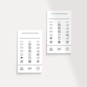 Étiquette MODIFIABLE d'instructions d'entretien, étiquettes de fabricant avec instructions de lavage, étiquettes volantes faites main, étiquettes d'emballage, modèle IMPRIMABLE, toile