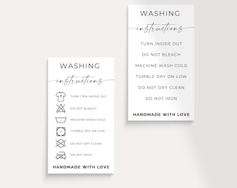 Clothing Care Card: Washing Instructions Template (Digital Download)