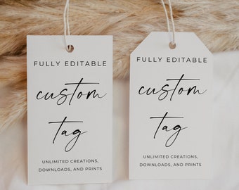 Custom Business Tag: Minimalist Calligraphy Template (Canva Download)