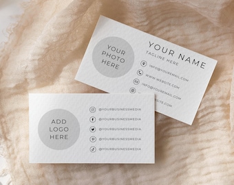 Custom Business Card Canva, Modern Digital Business Card, Editable Business Card, Card Business Logo, Social Media, Small Business, Download