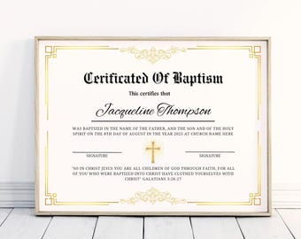 Editable Baptism Certificate Template, Certificate Of Baptism, Baby Baptism Certificates, Printable, Fully Editable, Instant Download, Canva