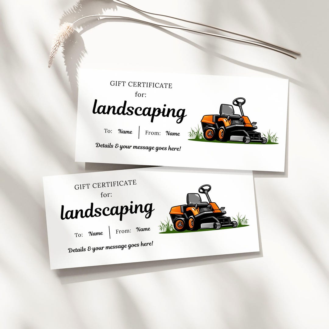 Landscaping Gift Voucher, Gardening Lawn Tree Flower Care Gift Coupon ...