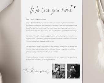 Printable Home Offer Letter Editable, Dear Seller Letter, Letter To Seller, Home Buyer Offer Letter, Editable Template, Download, Canva