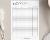 Monthly Bill Tracker Editable, Monthly Bill Planner Log, Bill Payment Checklist, Utility Payment Tracker, Insert Info, PDF, PNG, Canva,