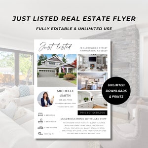 Just Listed Flyer Template Neighbors, Open House Flyer, Realtor Flyer, Real Estate Marketing, Just Listed Flyer 2, Editable Template, Canva