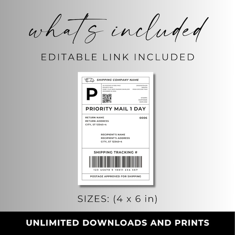 Editable Shipping Label Template: Personalized Mail Label, Canva ...