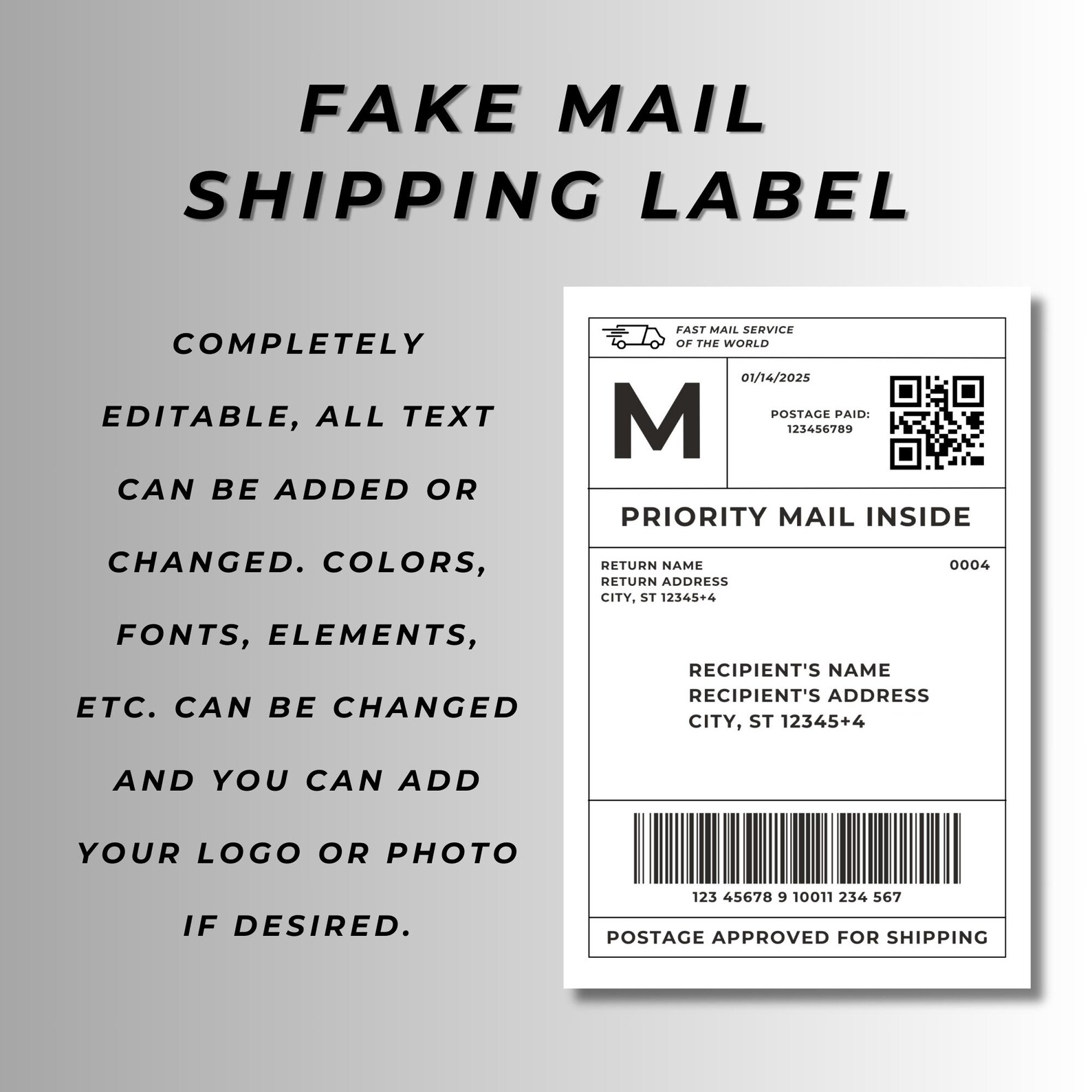 Mail Back Label Editable Shipping Label Template: Personalized Mail Label (canva ...