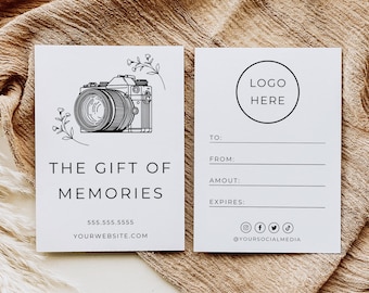 Photo Session Gift Certificate: Editable Photography Voucher (Digital Download)