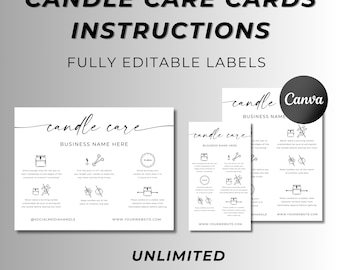 Candle Care Instructions Card: Editable Canva Template (Instant Download)