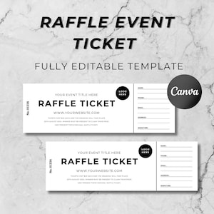 Raffle Event Ticket, Benutzerdefinierte DIY bearbeitbare Vorlage, druckbares Ticket für Benefizveranstaltungen, sofortiger Download, bearbeitbare Vorlage, Canva