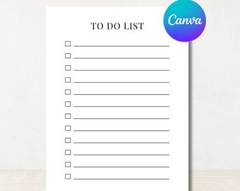 To Do List Template, Simple Tasks List Template, Printable To Do List Template, Fillable Tasks List, Minimal To Do List, Editable, Canva