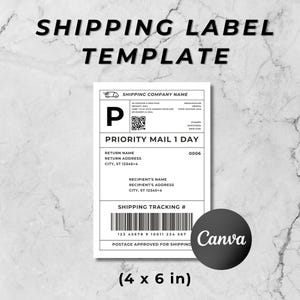 Editable Shipping Label Template: Personalized Mail Label, Canva (Digital Download, 4x6 in)