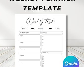 ADHD Weekly Planner Printable: Editable Cleaning Schedule (US Letter, Canva Digital Download