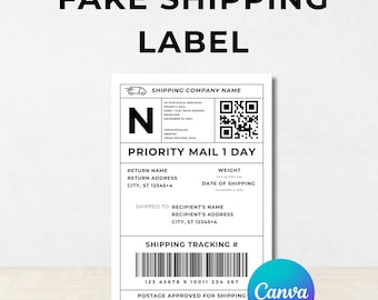 Bewerkbare sjabloon verzendlabel: gepersonaliseerd postlabel, canvas (digitale download, 4 x 6 inch)