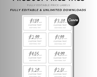 Price Tags For Markets, Price Label for Grocery Store, Product Price Tags, Market Pricing Tags, Inventory Price Sign, Editable, Canva