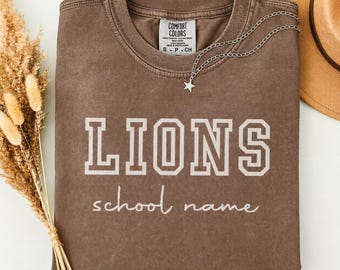 Team Mascot Shirt, Comfort Colors, Custom School Spirit Shirt, School Logo Tee, Football Shirt, Tigers Lions Panthers Eagles Shirt